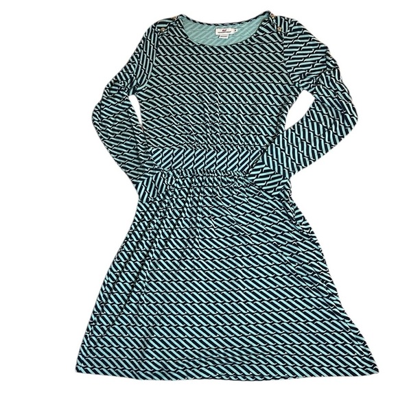 Vineyard Vines Swell Print Dress Blue and Turquoise size Medium - Picture 16 of 16